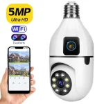 دوربین وای فای طرح لامپی چرخشی وایرلس V380 مدل 2 لنز - تصویر 2