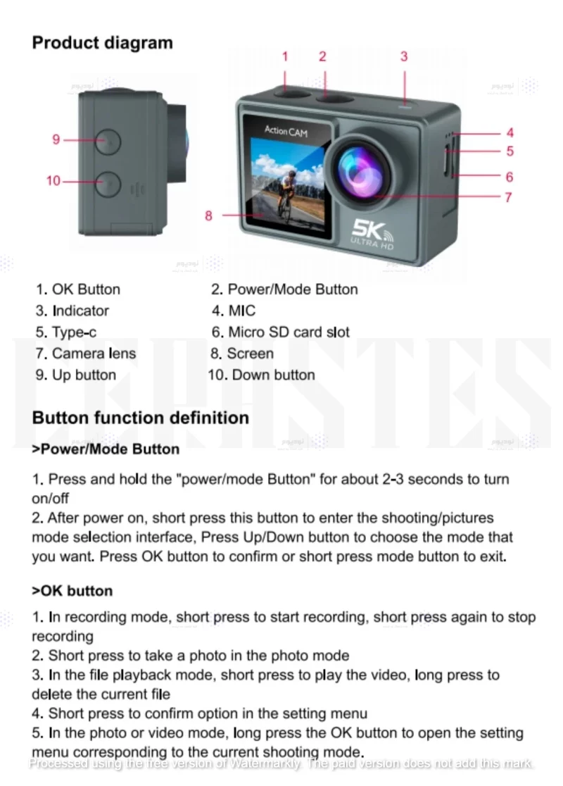 دوربین ورزشی اکشن کمرا (Action Camera) ضد آب 5K - تصویر 5
