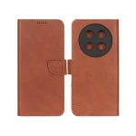 کیف چرمی موبایل مگنتی محافظ لنزدار Honor X9c - قهوه ای روشن