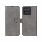 کیف چرمی موبایل مگنتی محافظ لنزدار Honor X7c - طوسی