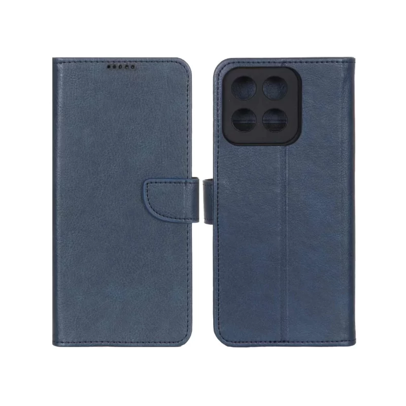 کیف چرمی موبایل مگنتی محافظ لنزدار Honor X7c - سرمه ای تیره - تصویر 2