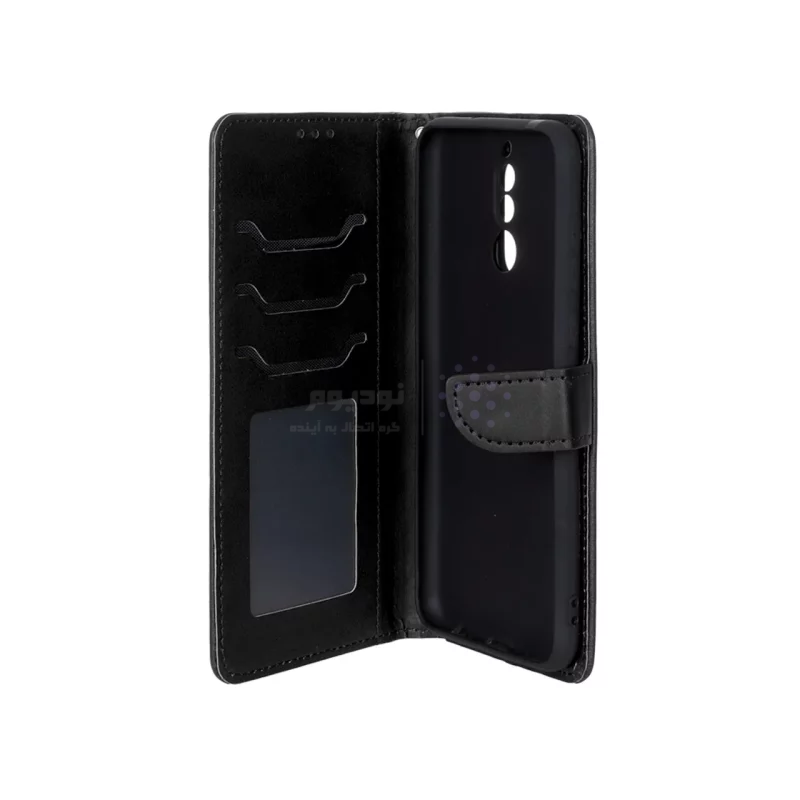 کیف چرمی موبایل مگنتی محافظ لنزدار Huawei Mate 10 Lite - مشکی - تصویر 3