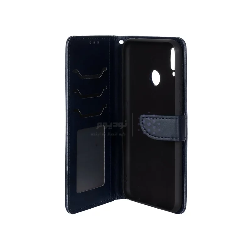 کیف چرمی موبایل مگنتی محافظ لنزدار Huawei Nova 3i - سرمه ای - تصویر 3