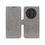 کیف چرمی موبایل مگنتی محافظ لنزدار Honor X9c - طوسی
