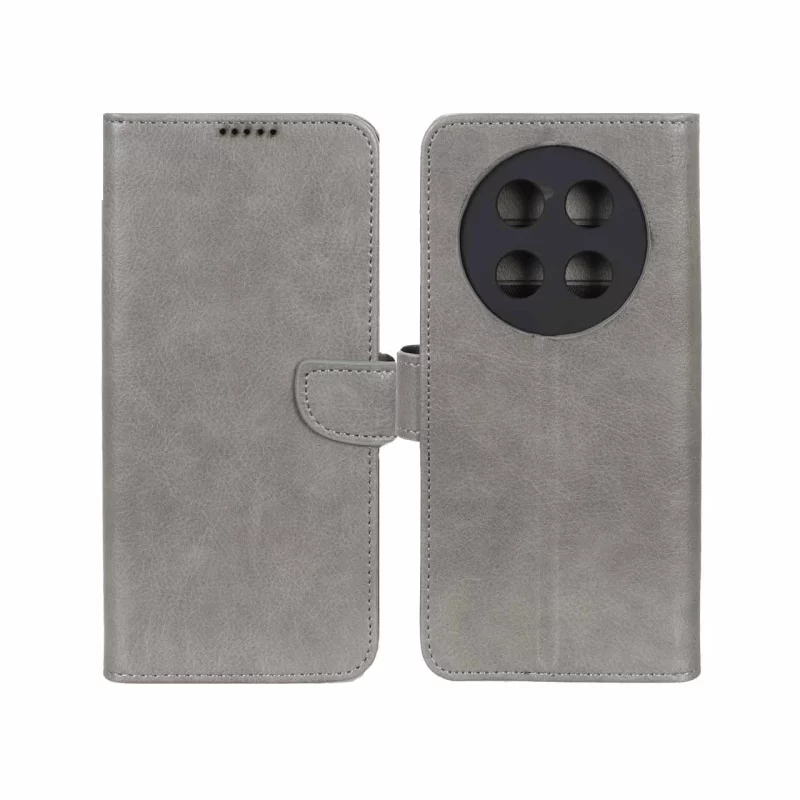 کیف چرمی موبایل مگنتی محافظ لنزدار Honor X9c - طوسی - تصویر 2