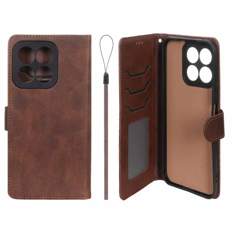 کیف موبایل مگنتی درجه یک داخل خز MNC Plus مدل Honor X8c - قهوه ای - تصویر 2