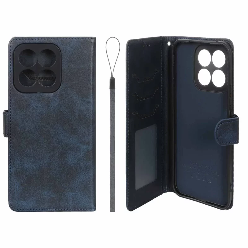 کیف موبایل مگنتی درجه یک داخل خز MNC Plus مدل Honor X8c - سرمه ای - تصویر 2