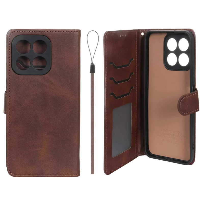 کیف موبایل مگنتی درجه یک داخل خز MNC Plus مدل Honor X6b - قهوه ای - تصویر 2