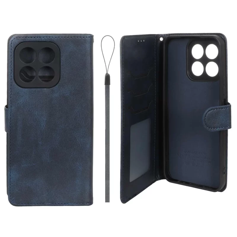 کیف موبایل مگنتی درجه یک داخل خز MNC Plus مدل Honor X6b - سرمه ای - تصویر 2