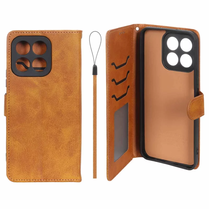 کیف موبایل مگنتی درجه یک داخل خز MNC Plus مدل Honor X6b - عسلی - تصویر 2