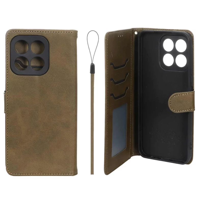 کیف موبایل مگنتی درجه یک داخل خز MNC Plus مدل Honor X6b - سبز زیتونی - تصویر 2