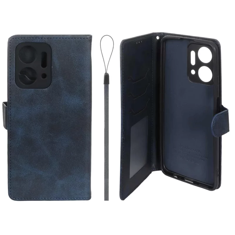 کیف موبایل مگنتی درجه یک داخل خز MNC Plus مدل Honor X7a - سرمه ای - تصویر 2