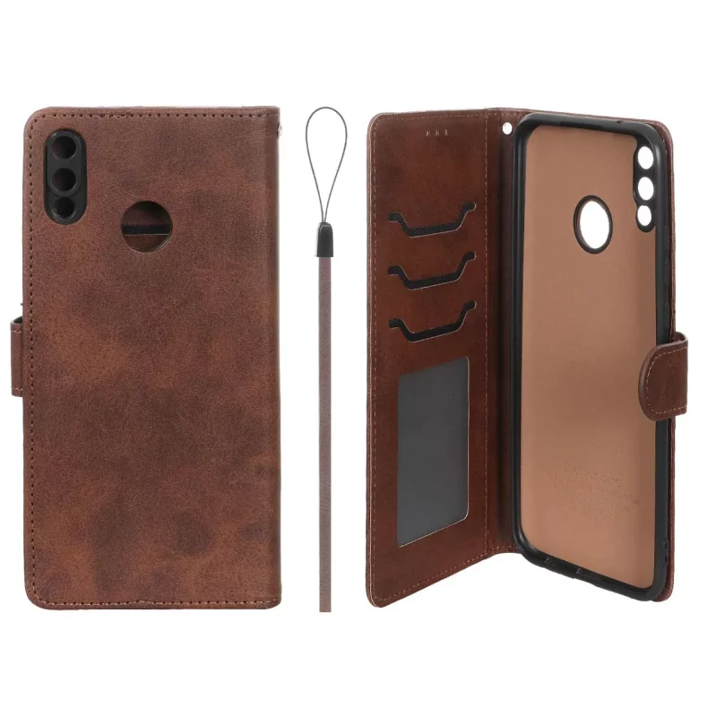 کیف موبایل مگنتی درجه یک داخل خز MNC Plus مدل Huawei Y9 2019 - قهوه ای - تصویر 2
