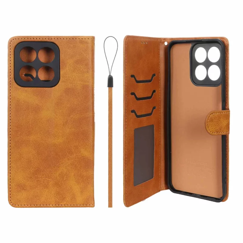 کیف موبایل مگنتی درجه یک داخل خز MNC Plus مدل Honor X7c - عسلی - تصویر 2