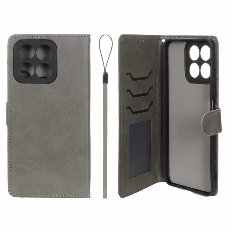 کیف موبایل مگنتی درجه یک داخل خز MNC Plus مدل Honor X7c - خاکستری - تصویر 2