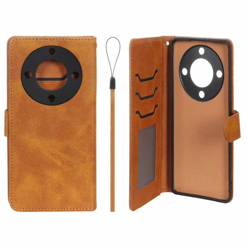 کیف موبایل مگنتی درجه یک داخل خز MNC Plus مدل Honor X9a - عسلی - تصویر 2