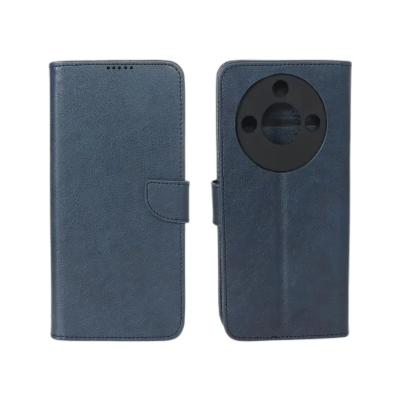 کیف چرمی موبایل مگنتی محافظ لنزدار Honor X9c Smart 5G - سرمه ای - تصویر 2