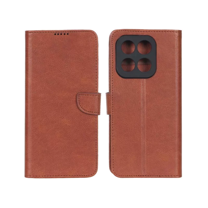 کیف چرمی موبایل مگنتی محافظ لنزدار KRF مدل Honor X7d - قهوه ای - تصویر 2