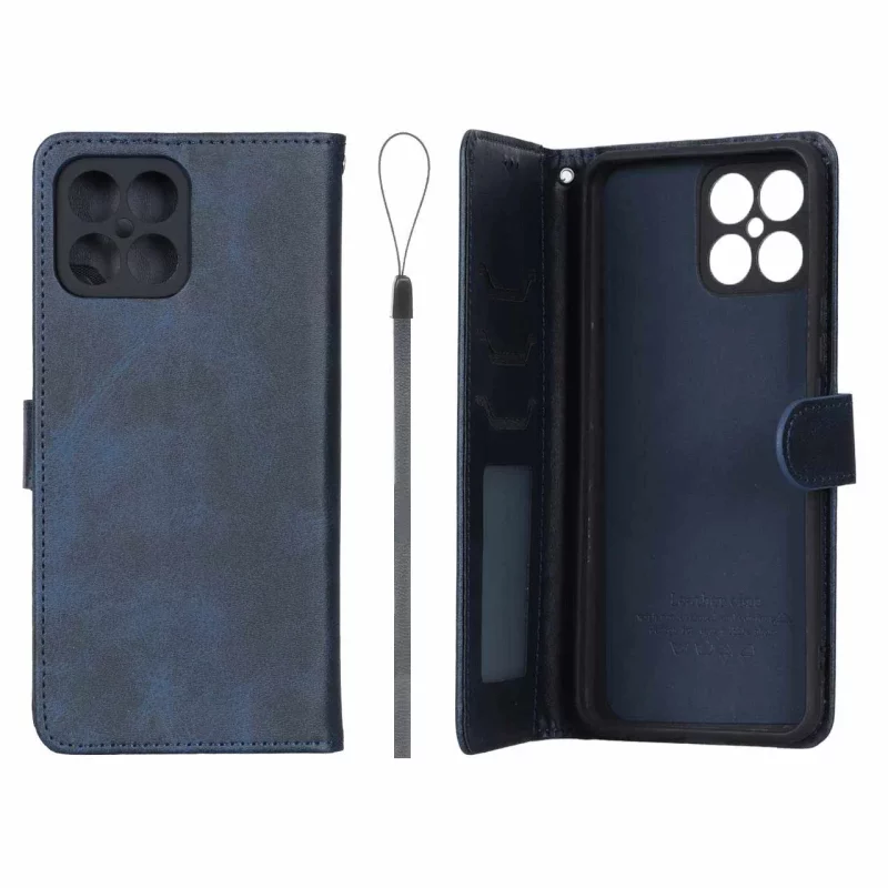 کیف موبایل مگنتی درجه یک داخل خز MNC Plus مدل Honor X8 4G - سرمه ای - تصویر 2