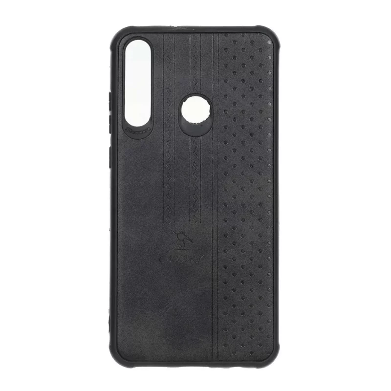 قاب طرح چرم CANARY نقطه چین Huawei Y6P - مشکی - تصویر 2