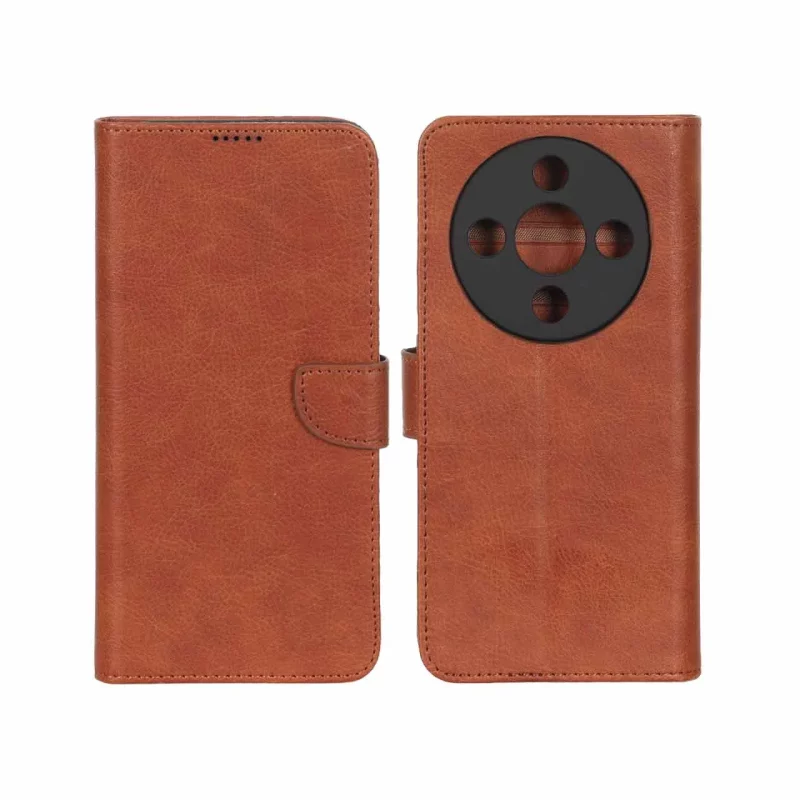 کیف چرمی موبایل مگنتی محافظ لنزدار KRF مدل Honor X9d - قهوه ای - تصویر 2