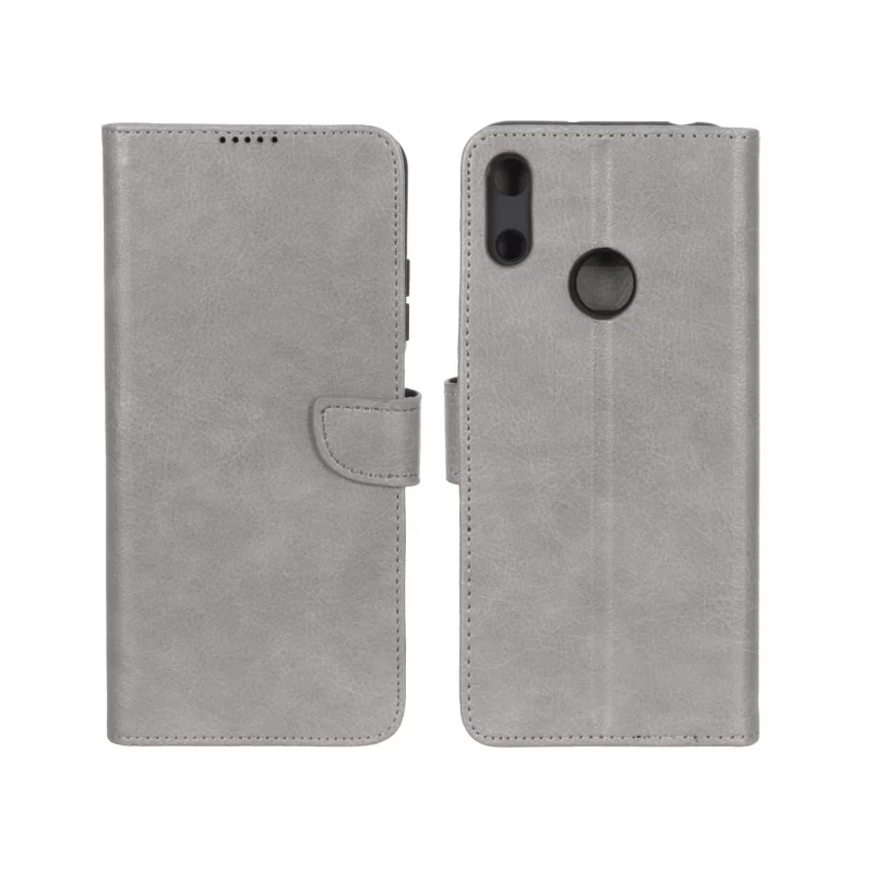 کیف چرمی موبایل مگنتی محافظ لنزدار KRF مدل Huawei Y6 (2019) / Y6 Prime (2019) / Y6s / Honor 8a - طوسی - تصویر 2