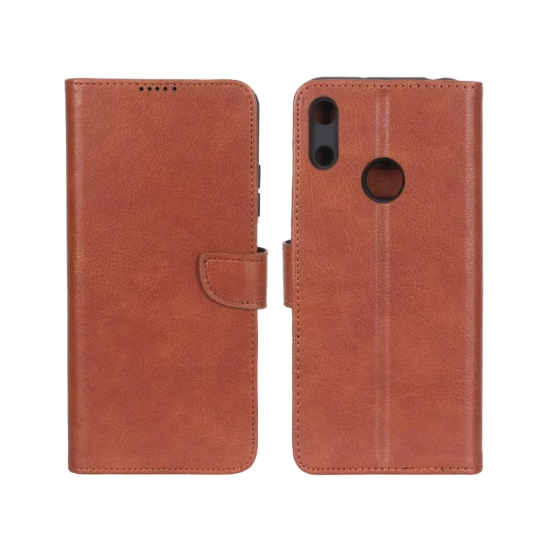 کیف چرمی موبایل مگنتی محافظ لنزدار KRF مدل Huawei Y6 (2019) / Y6 Prime (2019) / Y6s / Honor 8a - قهوه ای - تصویر 2