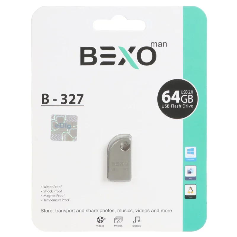 BEXO B-327 USB2.0 Flash Memory - 64GB (گارانتی داده پردازی آواتک) نقره ای - تصویر 2
