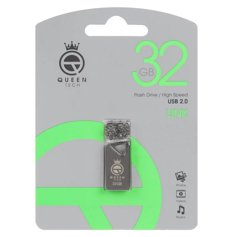 (گارانتی مادام العمر شرکت آی تین) مشکی Queen LINK USB2.0 Flash Memory - 32GB - تصویر 2