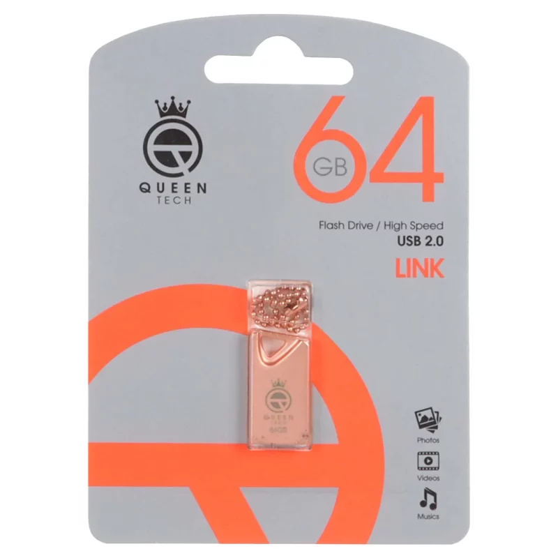 Queen LINK USB2.0 Flash Memory - 64GB (گارانتی مادام العمر شرکت آی تین) رزگلد - تصویر 2