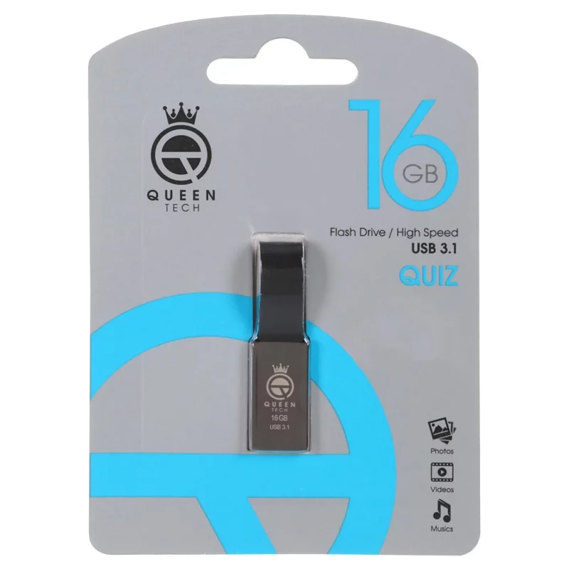 (گارانتی مادام العمر شرکت آی تین) مشکی Queen QUIZ USB3.1 Flash Memory - 16GB - تصویر 2