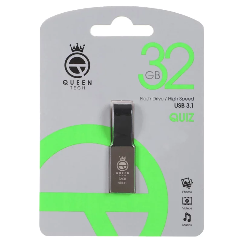 (گارانتی مادام العمر شرکت آی تین) مشکی Queen QUIZ USB3.1 Flash Memory - 32GB - تصویر 2