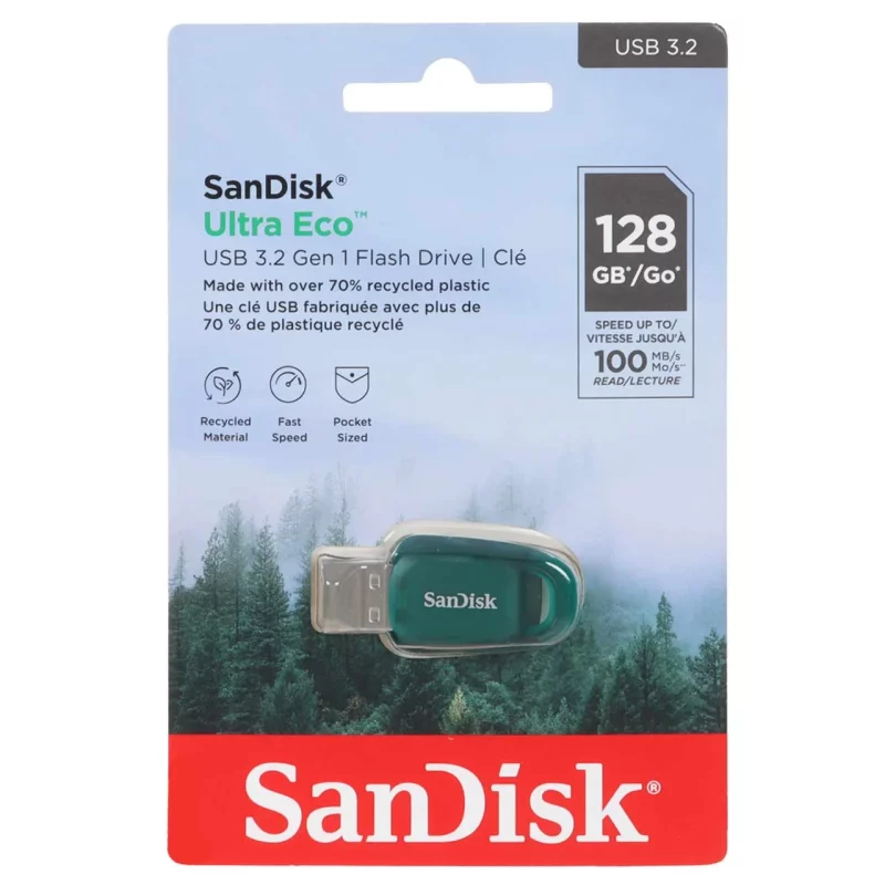SanDisk Ultra Eco USB3.2 Flash Memory - 128GB - سبز (گارانتی سورین) - تصویر 2
