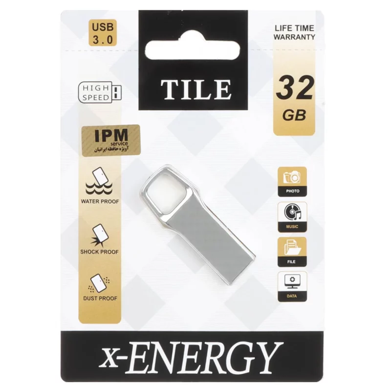 X-ENERGY Tile USB3.0 Flash Memory - 32GB نقره ای (گارانتی مادام العمر IPM) - تصویر 2