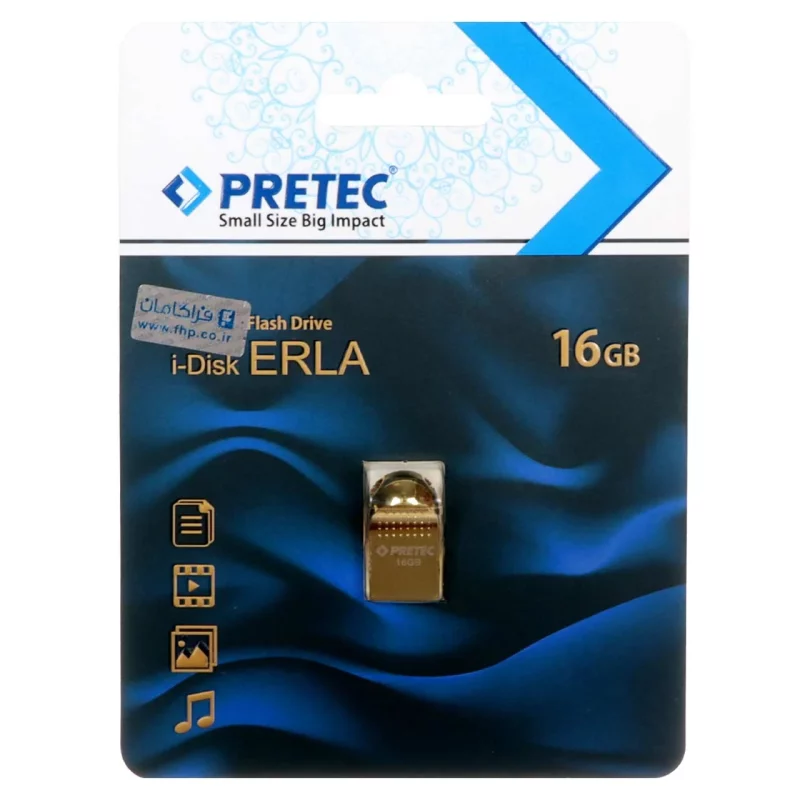 Pretec Erla USB 2.0 Flash Memory - 16GB - طلایی (گارانتی فراگامان) - تصویر 2