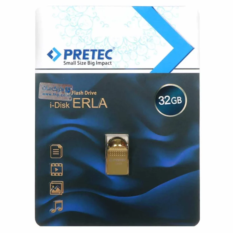 Pretec Erla USB 2.0 Flash Memory - 32GB - طلایی (گارانتی فراگامان) - تصویر 2