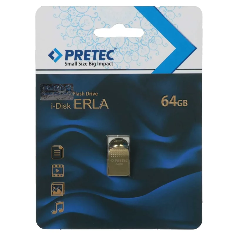 Pretec Erla USB 2.0 Flash Memory - 64GB - طلایی (گارانتی فراگامان) - تصویر 2