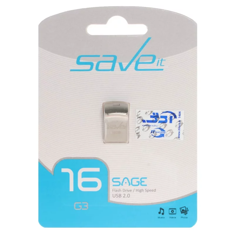 Save it Sage USB2.0 Flash Memory - 16GB نقره ای (گارانتی مادام العمر آی تین) - تصویر 2