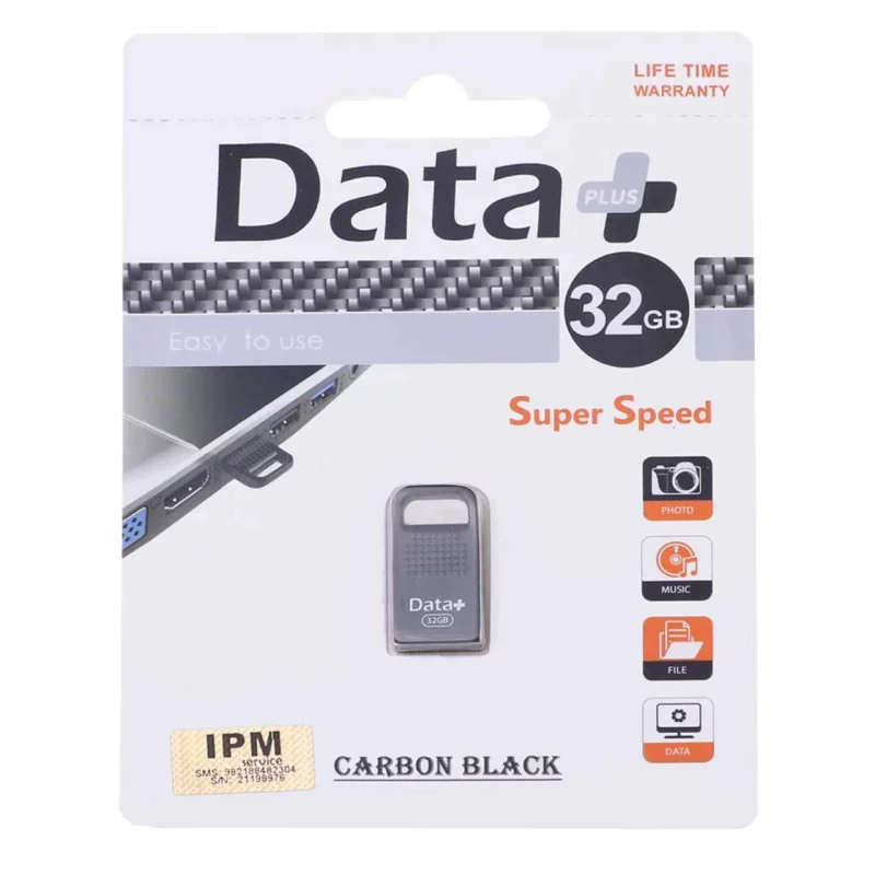Data Plus Carbon Black USB2.0 Flash Memory-32GB-مشکی (گارانتی مادام العمر IPM) - تصویر 2
