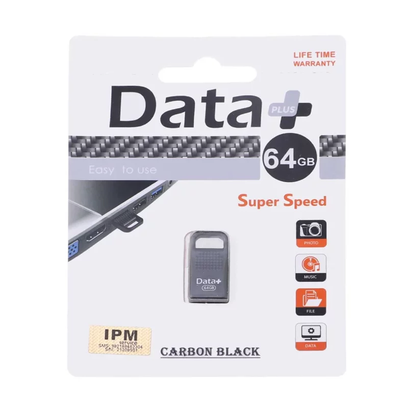 Data Plus Carbon Black USB2.0 Flash Memory-64GB-مشکی (گارانتی مادام العمر IPM) - تصویر 2