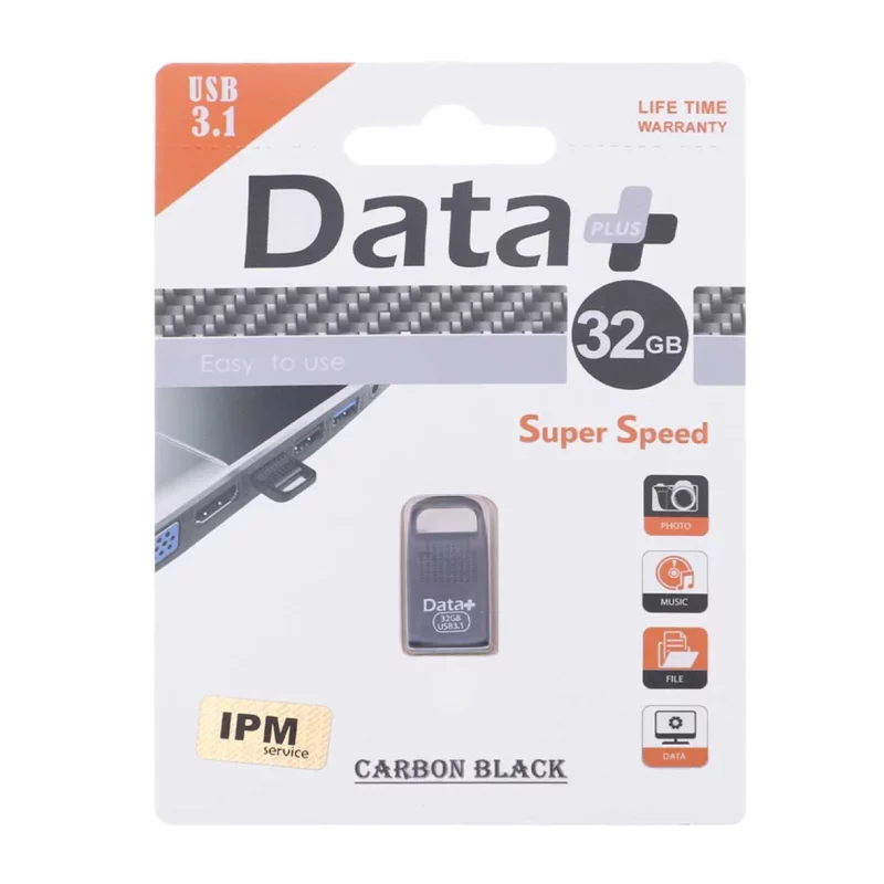Data Plus Carbon Black USB3.1 Flash Memory-32GB-مشکی (گارانتی مادام العمر IPM) - تصویر 2