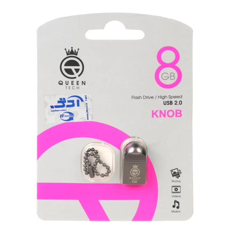 Queen Knob USB2.0 Flash Memory-8GB مشکی (گارانتی مادام العمر شرکت آی تین) - تصویر 2