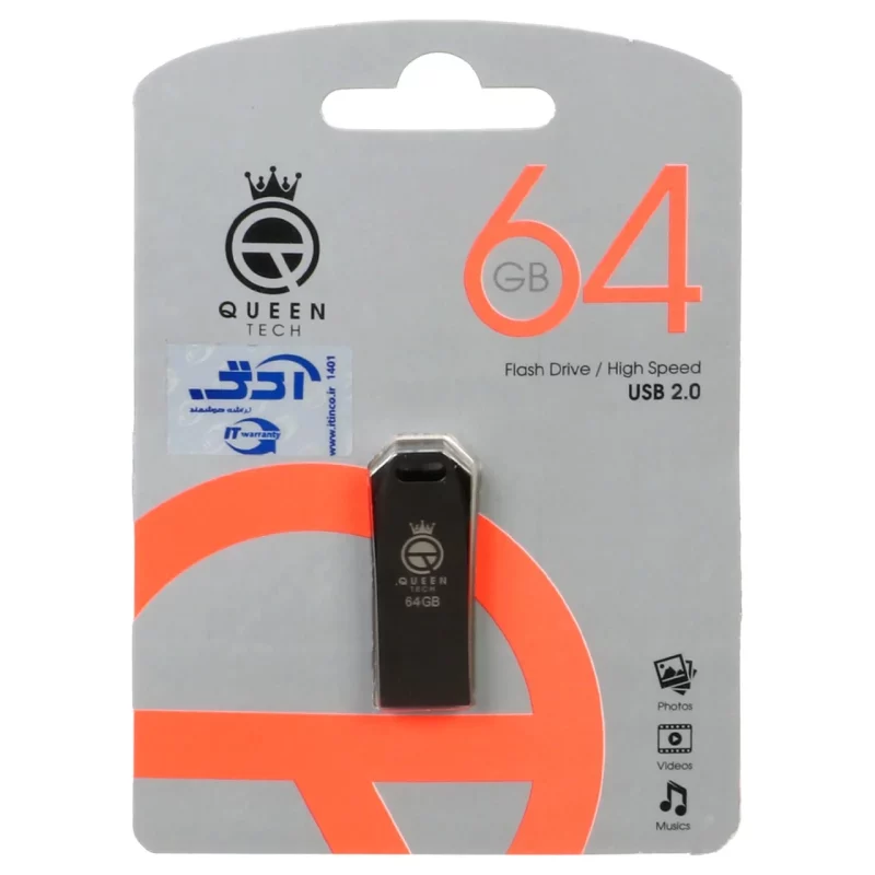 Queen Noble USB2.0 Flash Memory-64GB مشکی (گارانتی مادام العمر شرکت آی تین) - تصویر 2