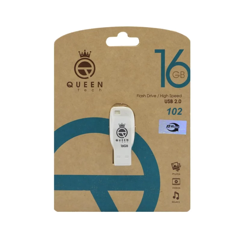 Queen tech-102 USB2.0 Flash Memory-16GB (گارانتی مادام العمر شرکت آی تین) سفید - تصویر 2