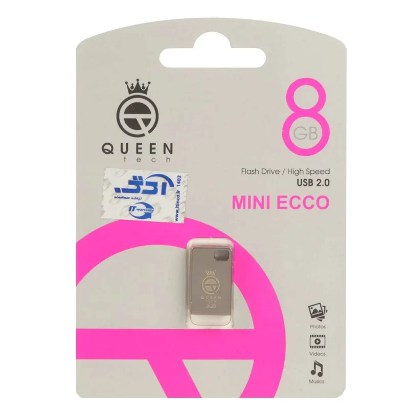 Queen Mini Ecco USB2.0 Flash Memory-8GB مشکی (گارانتی مادام العمر شرکت آی تین) - تصویر 2