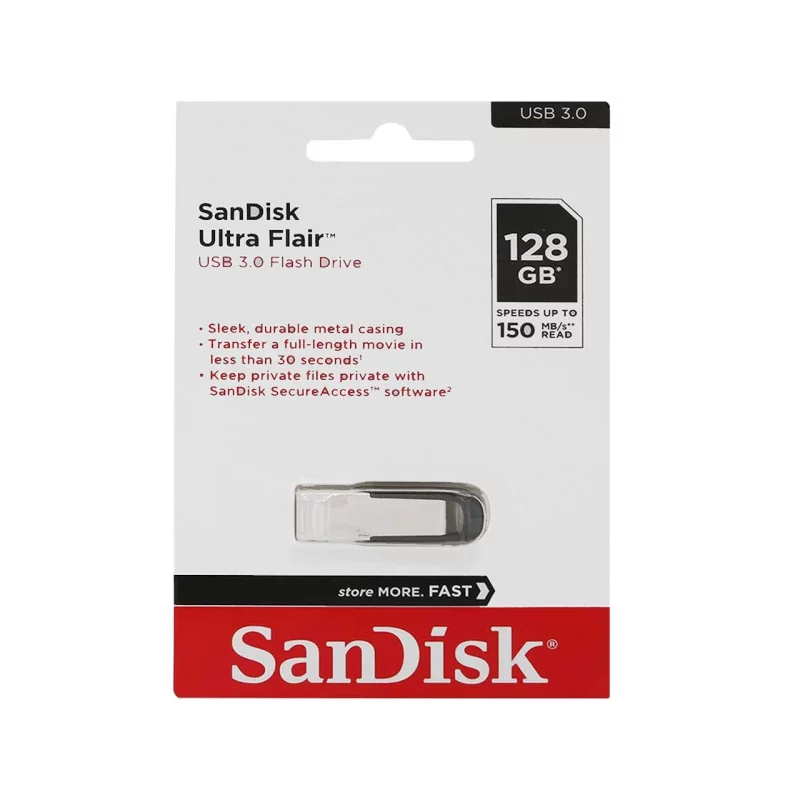 SanDisk Ultra Flair USB3.0 Flash Memory-128GB (گارانتی سورین) - تصویر 2