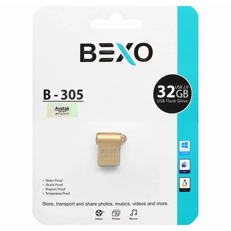 BEXO B-305 USB2.0 Flash Memory-32GB (گارانتی داده پردازی آواتک)طلایی - تصویر 2