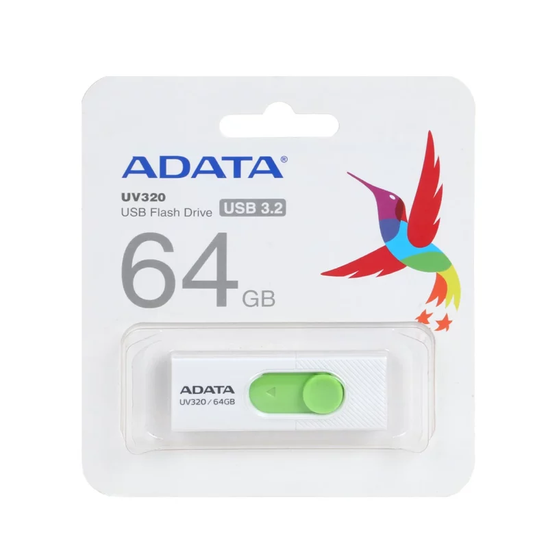 ADATA UV320 USB 3.2 Flash Memory-64GB سفید سبز - (گارانتی پنج ساله آونگ) - تصویر 2