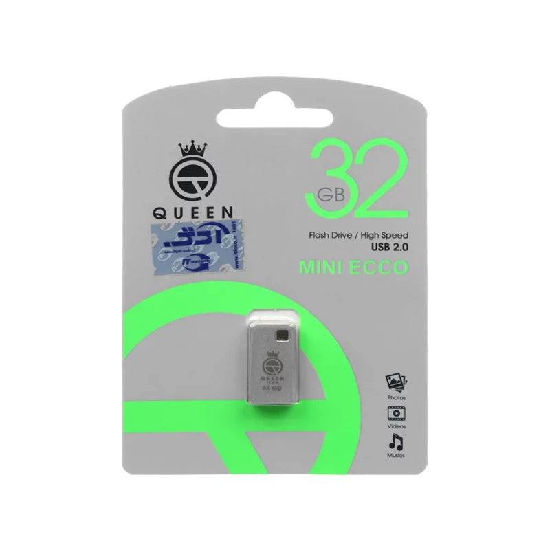 Queen Mini Ecco USB2.0 Flash Memory - 32GB نقره ای (گارانتی مادام العمر شرکت آی تین) - تصویر 2