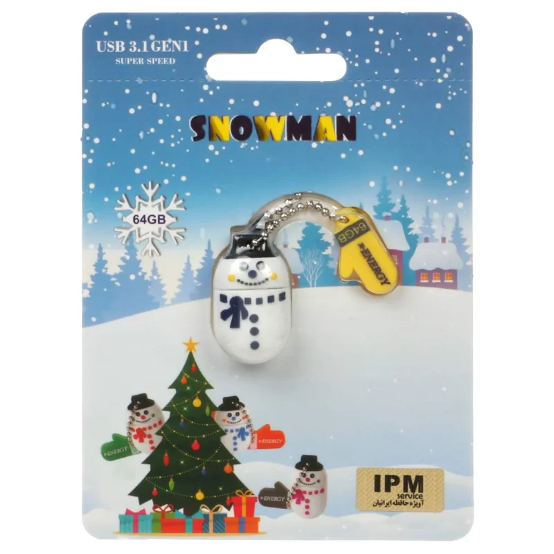 X-ENERGY SNOWMAN USB3.1 Flash Memory - 64GB عروسکی (گارانتی مادام العمرآویژه) - تصویر 2